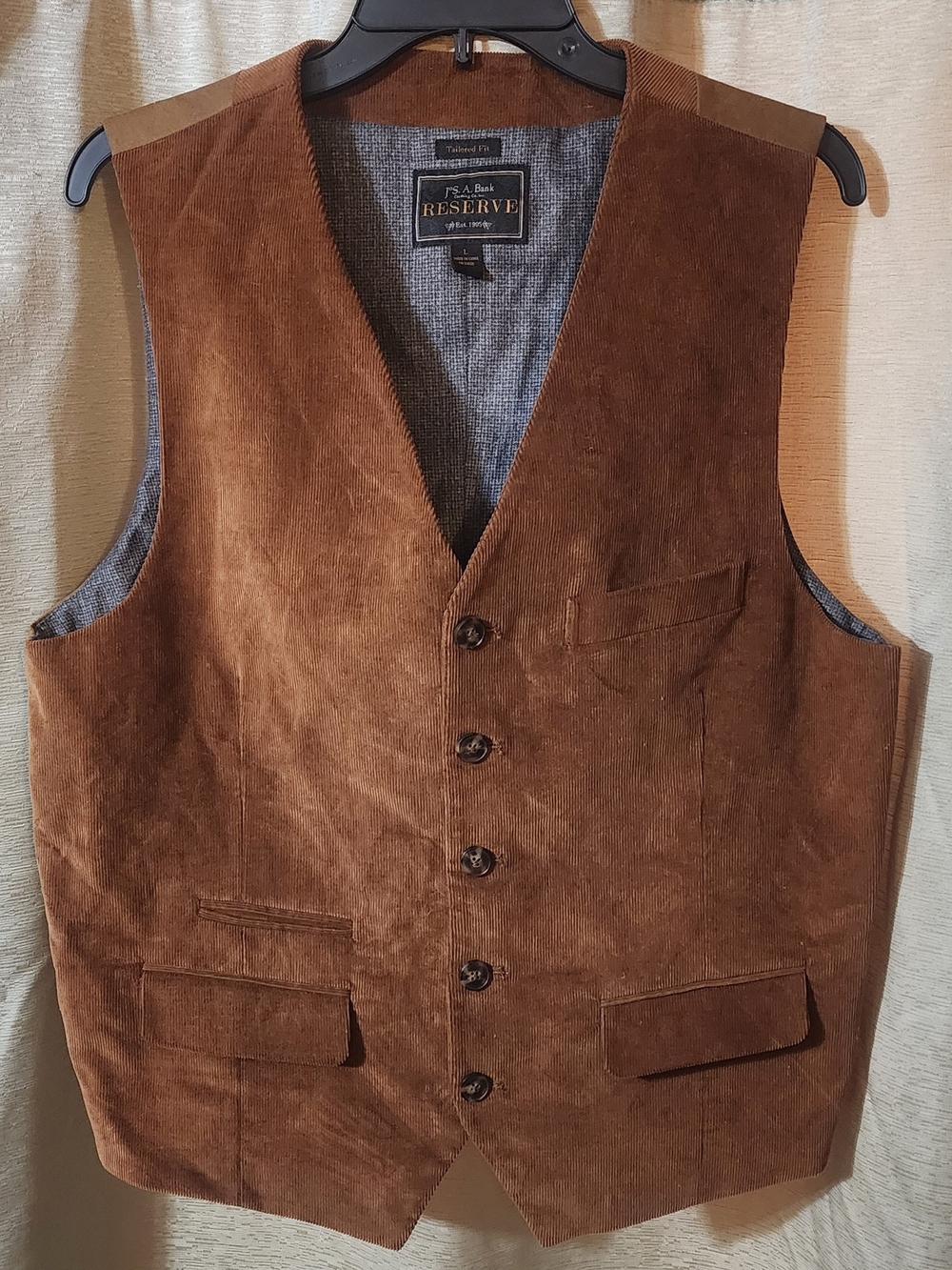 Jos. A. Bank Brown Corduroy Vest — Reserve Collection